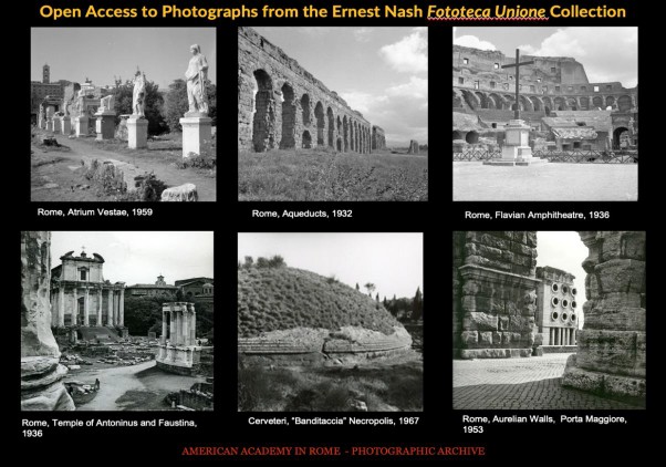 Examples of the ancient monuments that Ernest Nash included in the two volumes of the Pictorial Dictionary publication and the Fototeca Unione collection.